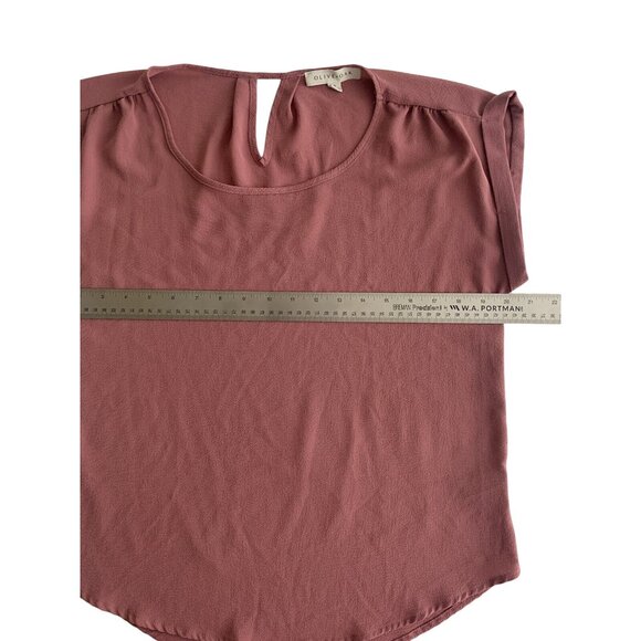 Olive & Oak Womens Mauve Short Sleeve Keyhole Blouse Size M - Picture 3 of 9